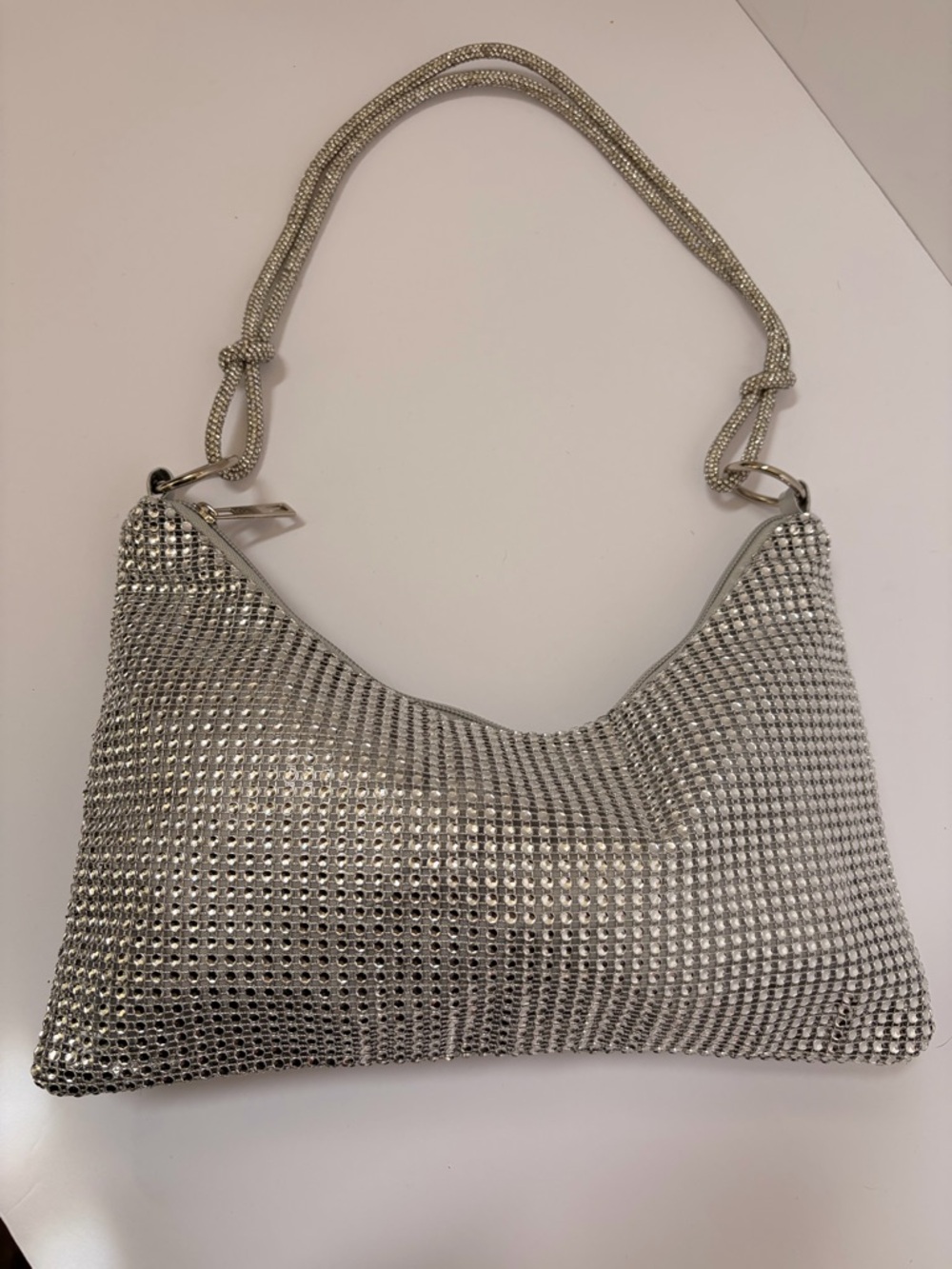 Silver Crystal Mesh Shoulder Bag - Picture 4 of 4